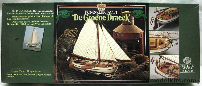 Authentic Models Holland 1/24 Royal Yacht ' De Groene Draeck' - Plank On Frame Hull Wooden Ship Kit, SM26 plastic model kit